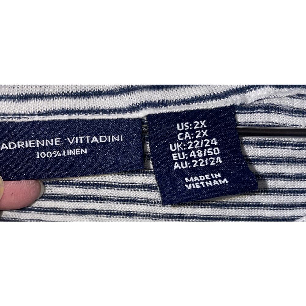 Adrienne Vittadini 100% linen Sz 2xL 3/4 length sleeve striped top - Picture 2 of 2
